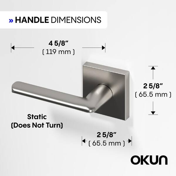 Okun Mirra Metal Brushed Nickel Dummy Door Handle with Square