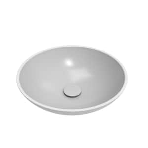 Balance 17.48 in. Gloss White Round Vessel Sink with Matching Pop-Up Drain