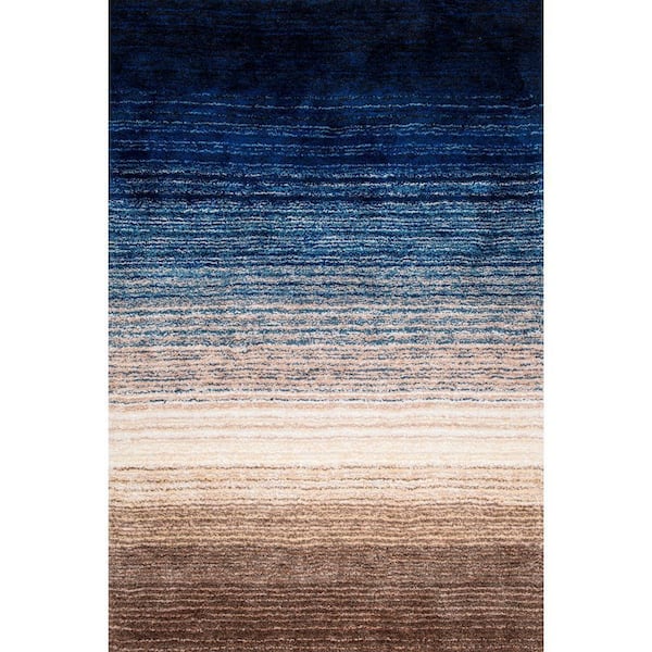nuLOOM Drey Ombre Shag Navy Multi 5 ft. x 8 ft. Area Rug