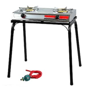 Portable Propane LPG Gas Double Burner Outdoor Camping Stove Cooktop Station with Stand
