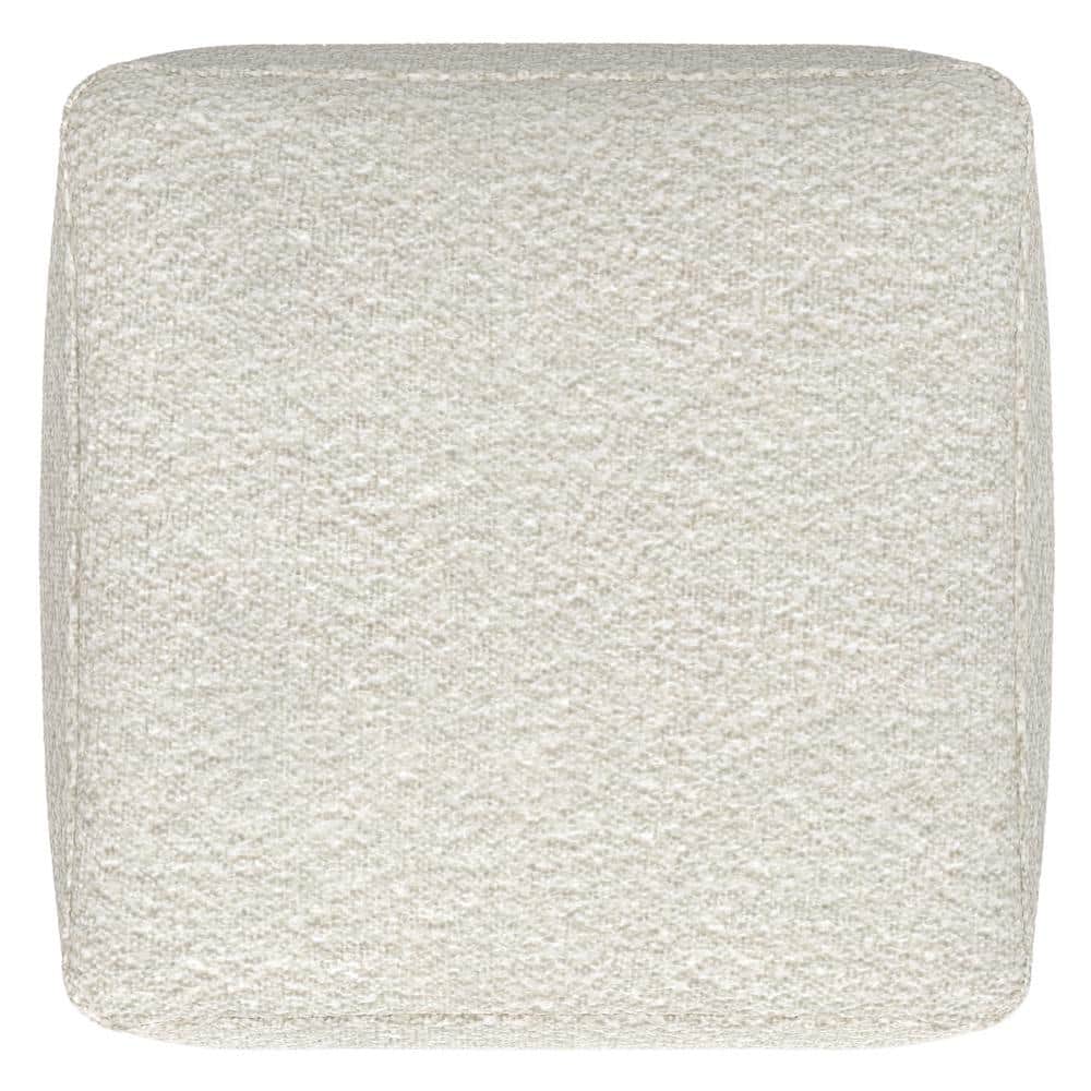 Ivory Boucle Square Pouf with Polystyrene Filling