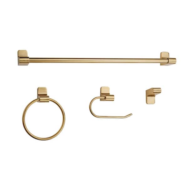 Gold Toilet Roll Holder Bathroom 3 Piece Hook,Circular Towel Rail,Screws 