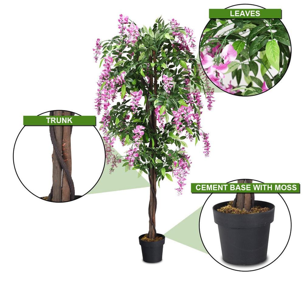 6-Foot Purple Silk Wisteria Tree with Black Plastic Pot
