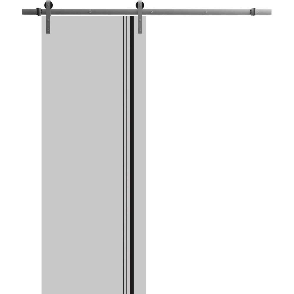 Assembly Required 18 in. x 80 in. 1-Panel Matte Grey Solid Wood with Honeycomb Sliding Barn Door with Hardware Kit price history on PriceWatchPro