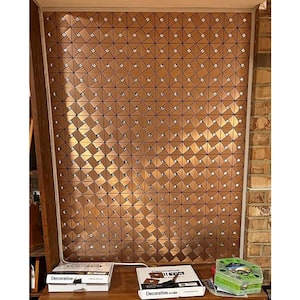 Copper 12 in. x 12 in. Metal Peel and Stick Tile Backsplashes for Kitchen, Windmill Puzzle Glass Mixed (9.6 sq. ft./Box)
