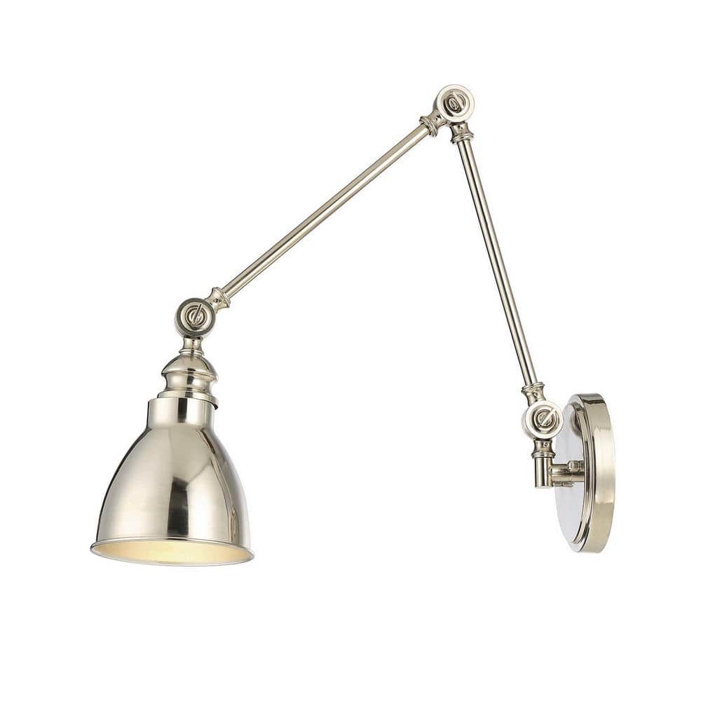 Dakota Polished Nickel Transitional 1-Light Adjustable Sconce