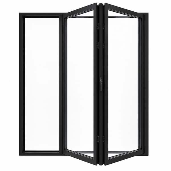 Forever Doors 72 in. x 96 in. Black Right Out-Swing Thermal Break Aluminum Folding Door