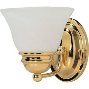 Empire 1-Light Polished Brass Wall Sconce with Alabaster Glass Shade