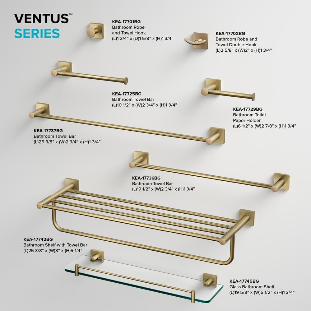 Ventus 18" Brushed Gold Wall Mounted Towel Bar