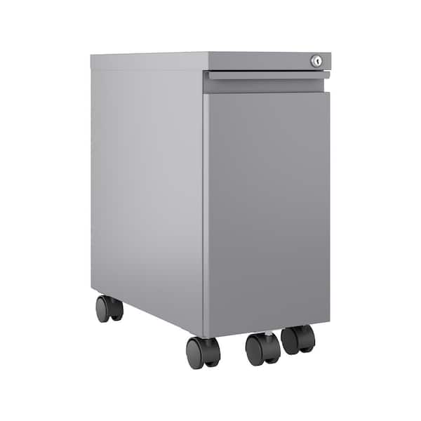 Hirsh 20 in. D 2-Drawer Arctic Silver Metal 10 in. W Mobile Zip Pedestal File Cabinet Box-File