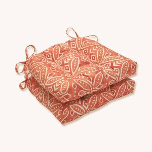 17.5 in. x 17 in. Outdoor Dining Chair Cushion in Orange/Ivory (Set of 2)