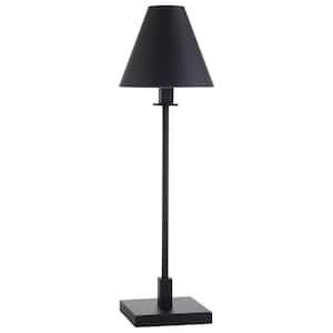28 in. Black Modern Integrated LED Buffet Table Lamp with Black Metal Shade