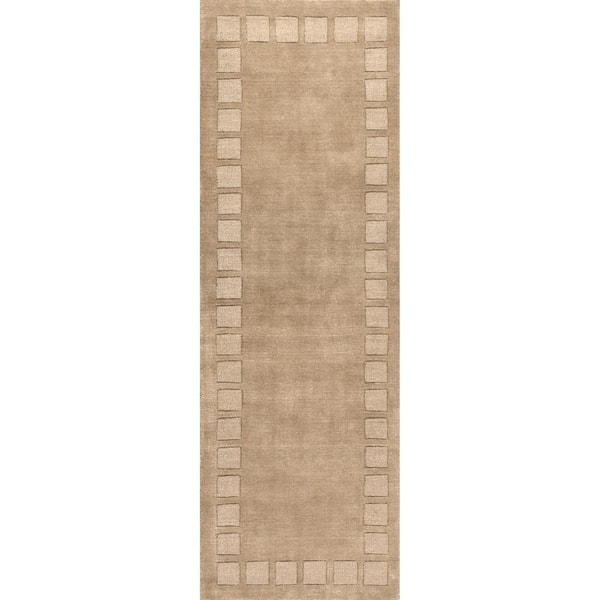 RUGS USA Petra High-Low Wool-Blend Fawn 3 ft. x 8 ft. Indoor/Outdoor Patio Runner Rug