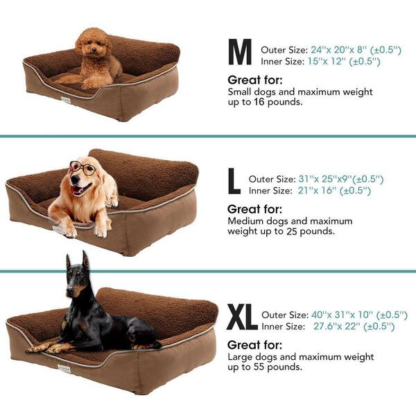 Euchirus Washable Extra Large Brown Dog Bed With Bolster BROWN-XL - The  Home Depot