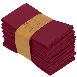 18 in. x 18 in. Burgundy Cotton Blend Table Cloth Napkin, Set of 12
