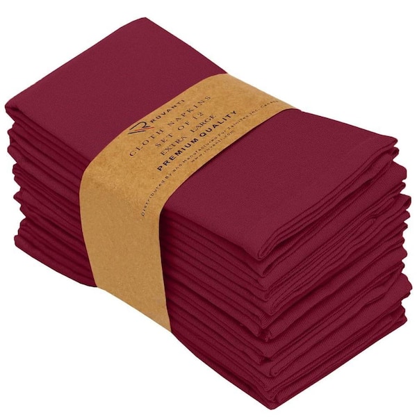 18 in. x 18 in. Burgundy Cotton Blend Table Cloth Napkin, Set of 12