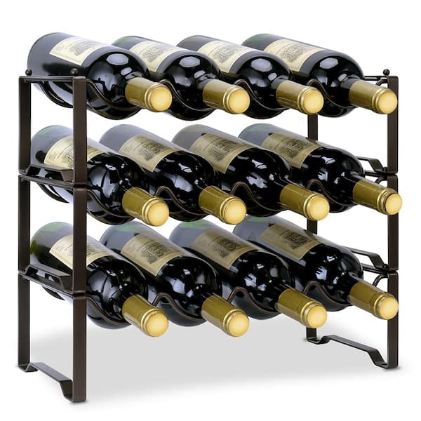 AULEDIO 12-Bottle Bronze Metal Countertop Wine Rack