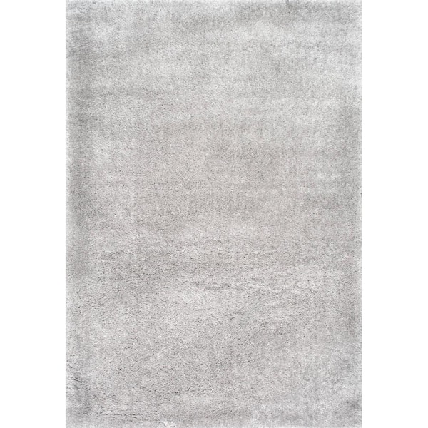 Gynel Contemporary Shag Silver 7 ft. 10 in. x 10 ft. Area Rug