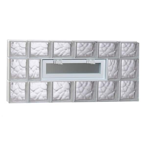 Clearly Secure 42.5 in. x 21.25 in. x 3.125 in. Frameless Wave Pattern Vented Glass Block Window