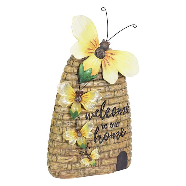 Exhart Welcome to Our Home Hand Painted Bee Hive Garden Statue