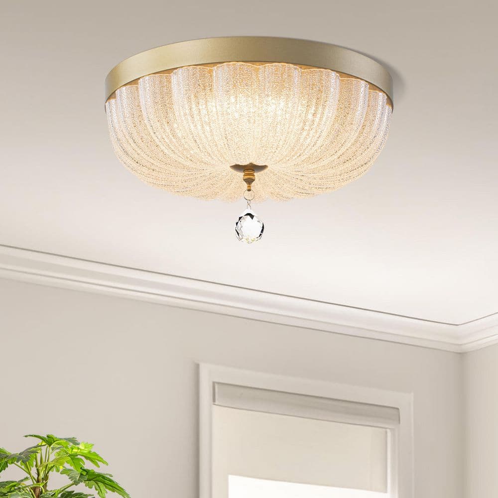 TinHon 12 in. 18W LED Gold Flush Mount Ceiling Light, Dimmable