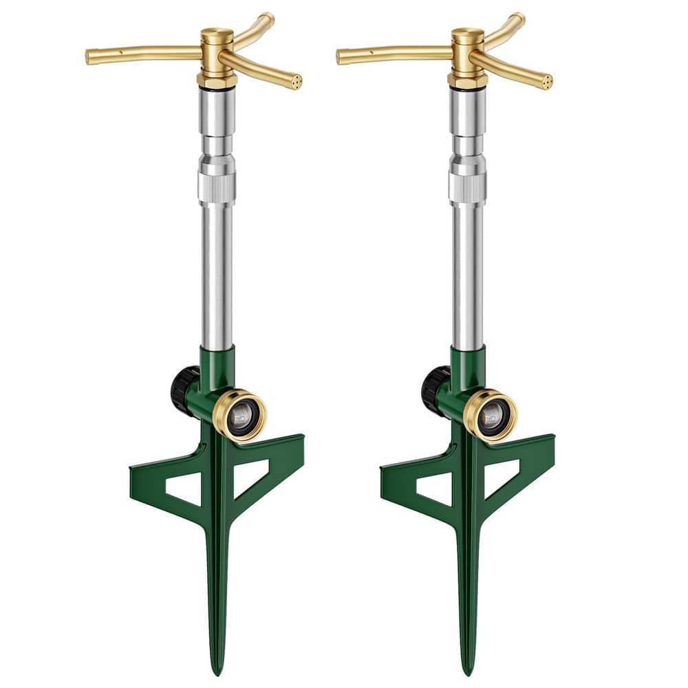 2 Pack Metal Lawn Sprinklers Adjustable Telescoping Base 3-Arm 360 Degree Rotation High-Rise Sprinkler System price history on PriceWatchPro