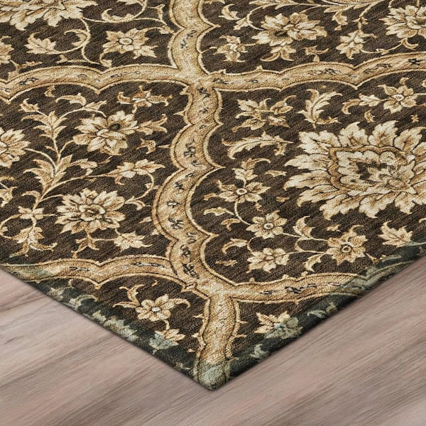 Chantille Machine Washable Indoor/Outdoor Abstract ACN3139 Chocolate 8 ft. x 10 ft. Area Rug