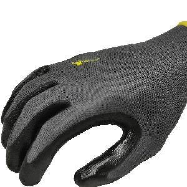 G F 15196m Seamless Nylon Knit Nitrile Coated Work Gloves Garden Black Medium 6 Pair Pack