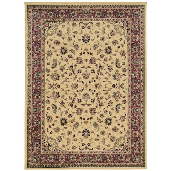Castello Ivory 8 ft. x 11 ft. Traditional Oriental Floral Area Rug