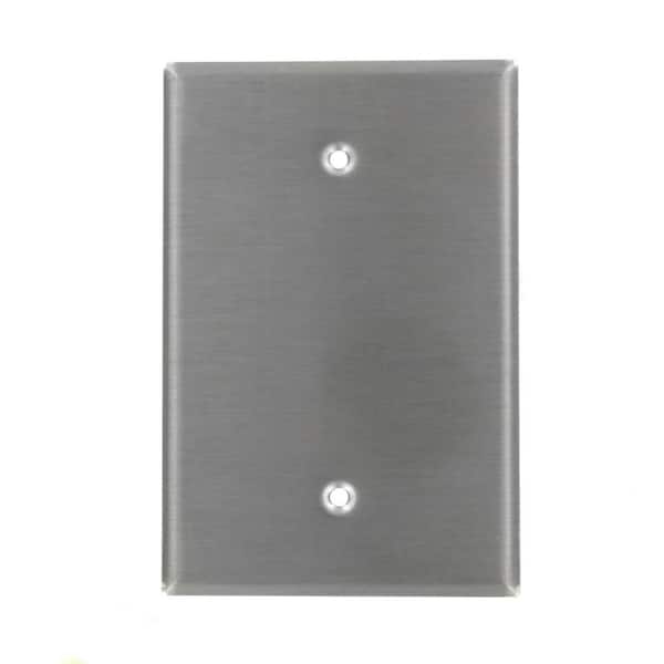 Leviton 1-Gang No Device Blank Wallplate, Oversized, 302 Stainless Steel, Box Mount, Stainless Steel