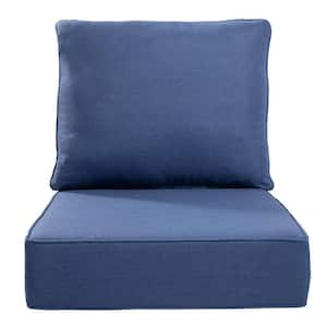 24 in. x 24 in. x 6 in. CushionGuard Outdoor Thicken Lounge Chair Deep Seat Replacement Cushion Set in Blue