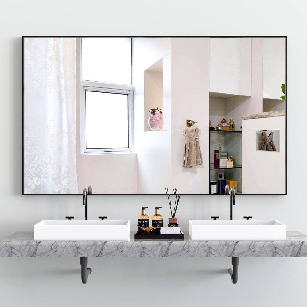 60 in. W x 40 in. H Rectangle Bathroom Vanity Mirror Aluminum Frame ...