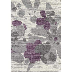Amy Grey Floral 8 ft. x 10 ft. Area Rug
