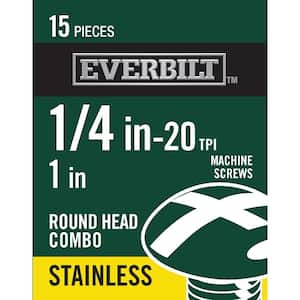 1/2 in.-20 x 1 in. Stainless Steel Phillips-Slotted Round-Head Machine Screws (15-Pack)
