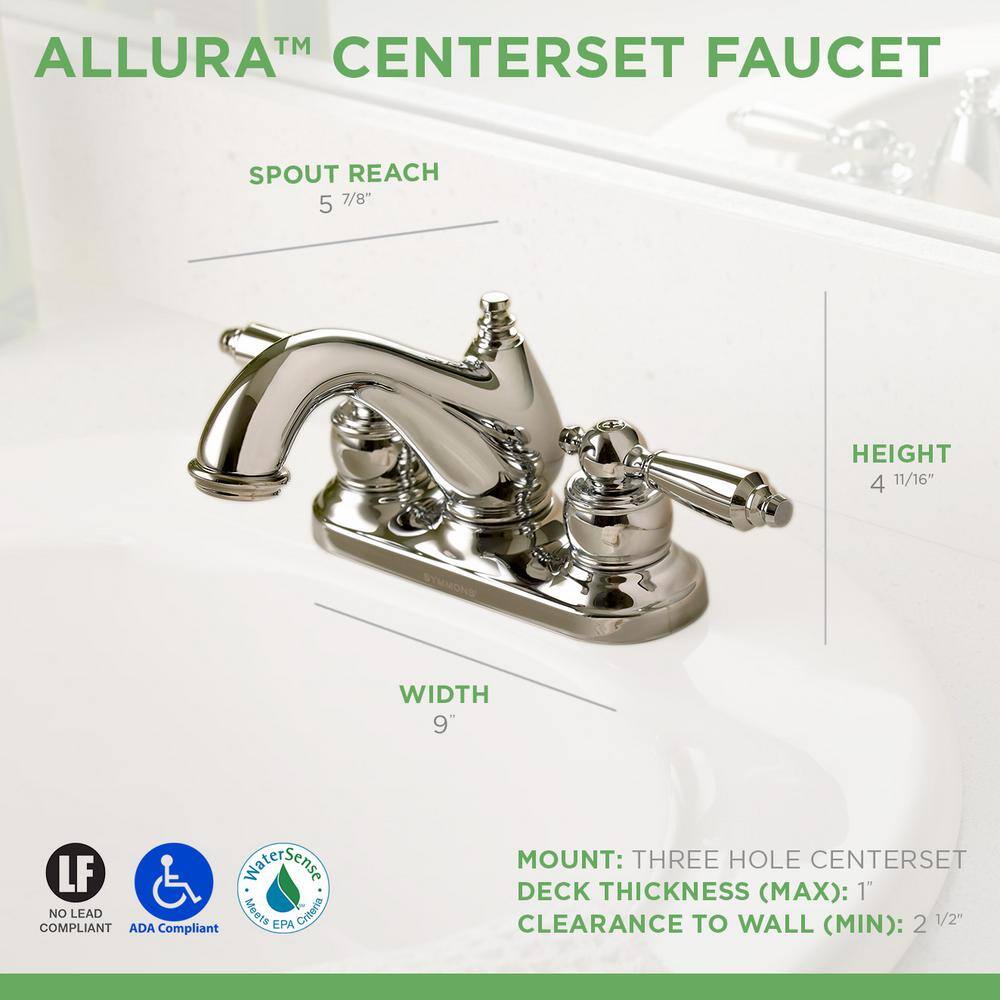 Allura Chrome 4-Inch Centerset Two Handle Bathroom Faucet