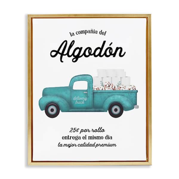 Stupell Industries Fresh Cotton Bathroom Sign by Lettered and Lined Gold Floater Frame Typography Graphic Art Print 31 in. x 25 in.