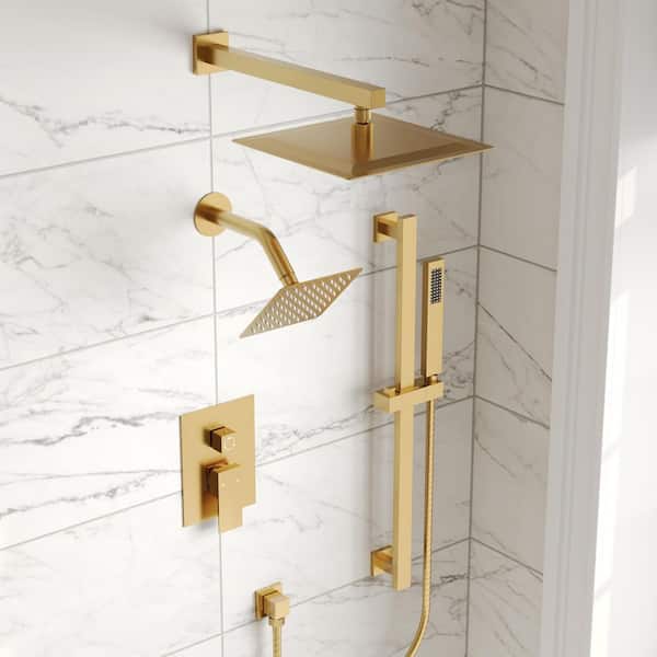GRANDJOY 3 in. 1 Square, Showers with Valve 3-Spray Dual Wall