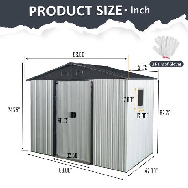 Storhaus 8 ft. W x 4 ft. D Outdoor Metal Storage Shed with Window