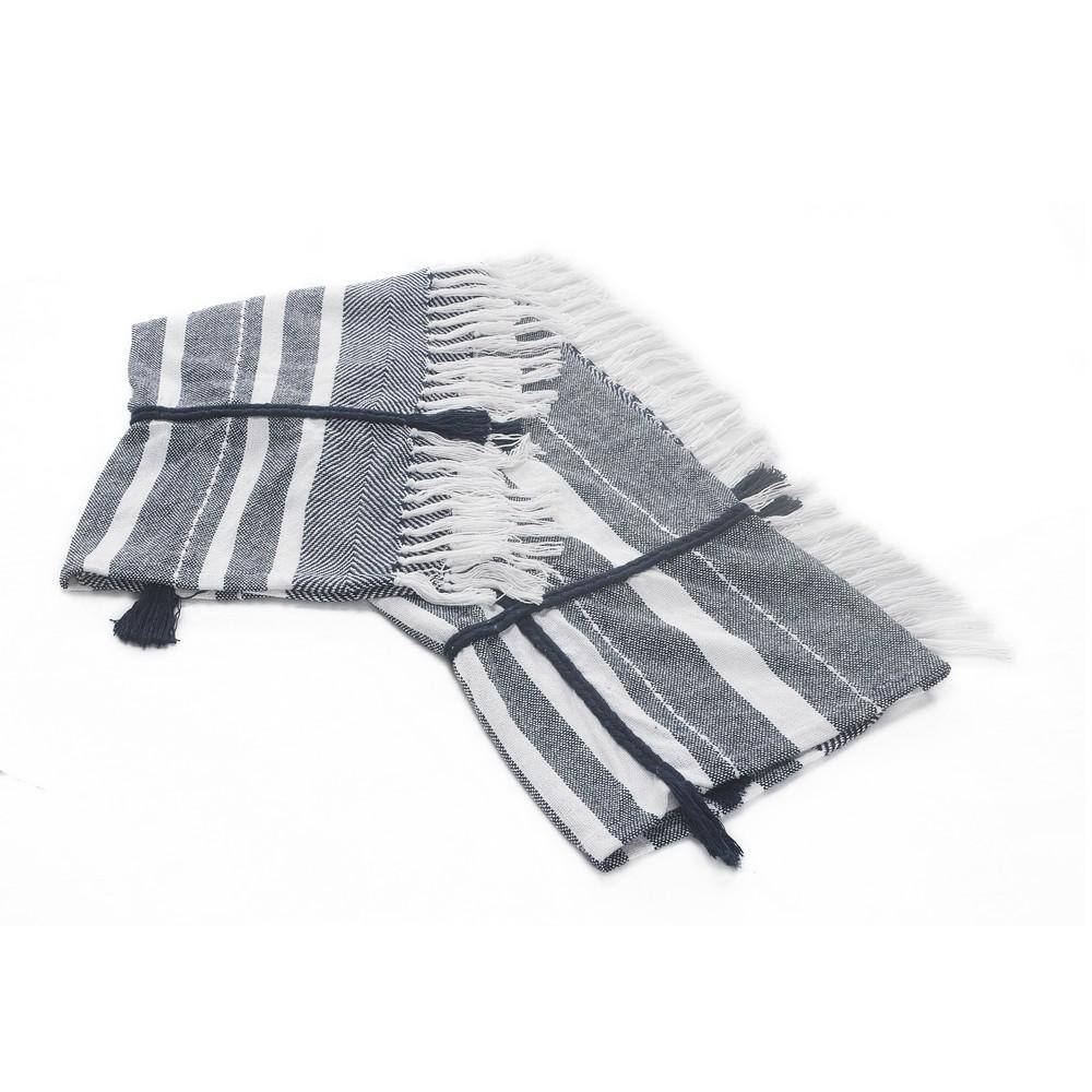 Blue & White Organic Cotton Striped Throw Blanket, 50" x 60"