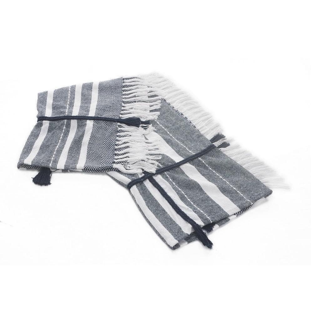 Blue & White Organic Cotton Striped Throw Blanket, 50" x 60"