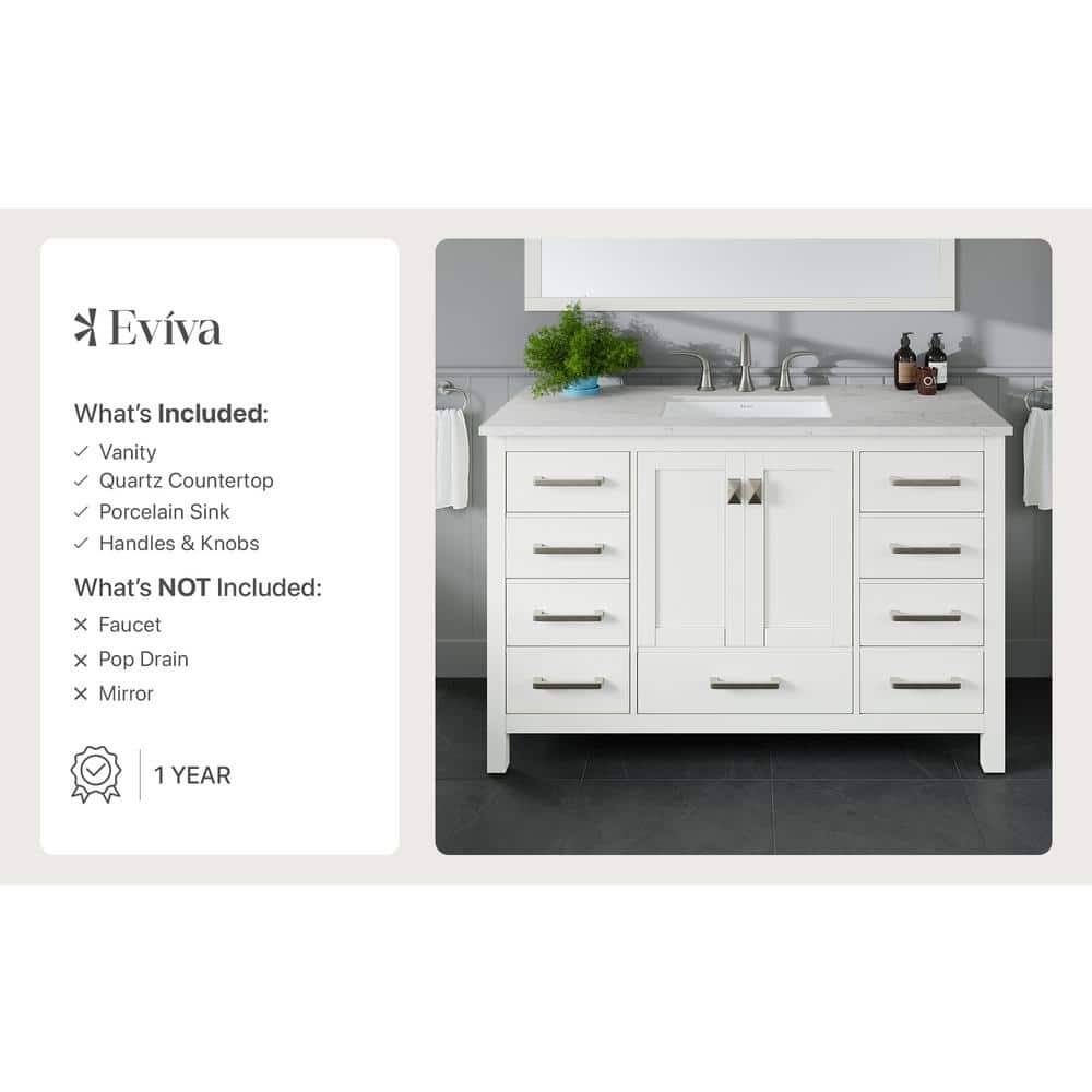 Aberdeen 42" White Marble Single Bathroom Vanity