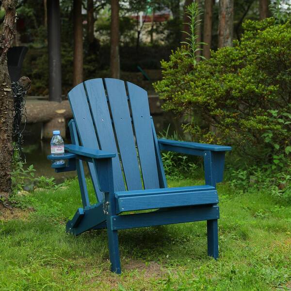 Tatahance Classic Navy Blue Folding Composite Wood Adirondack