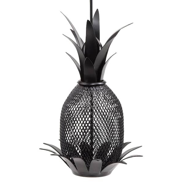 18 in. Tall Black Powder Coat Garden Pineapple Bird Feeder