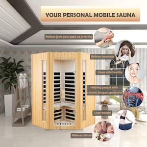 Moray 2-Person Indoor Hemlock Infrared Sauna with 7 Far-Infrared Carbon Crystal Heaters and Bluetooth Speakers