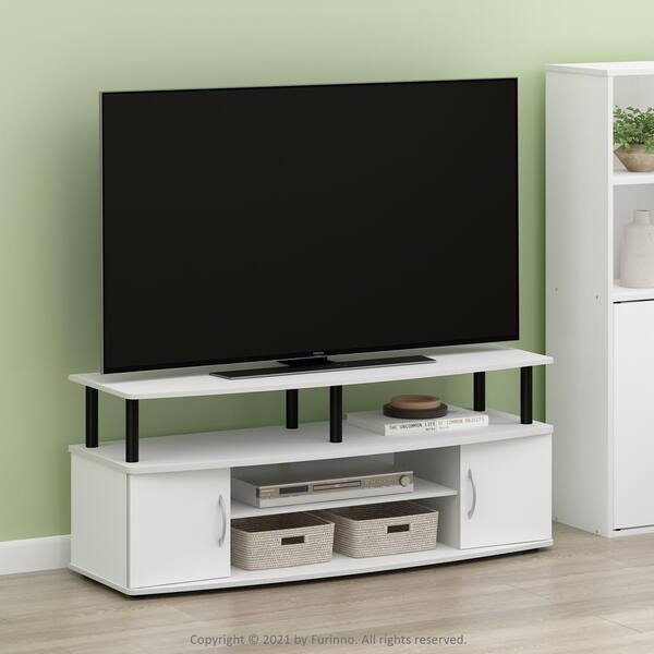 Furinno JAYA White TV Stand Entertainment Center Fits TVs Up to 50