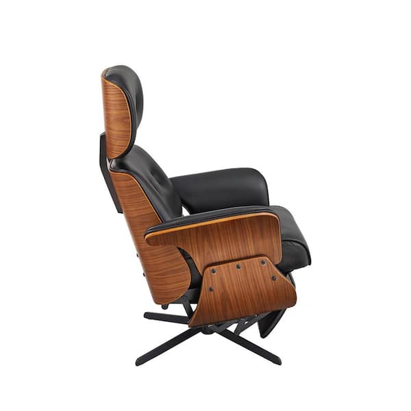 Art Leon Modern Black Faux Leather Swivel Recliner SF038-BK-N