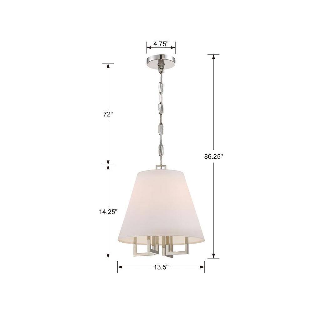Polished Nickel Mini Chandelier with Silk Shade