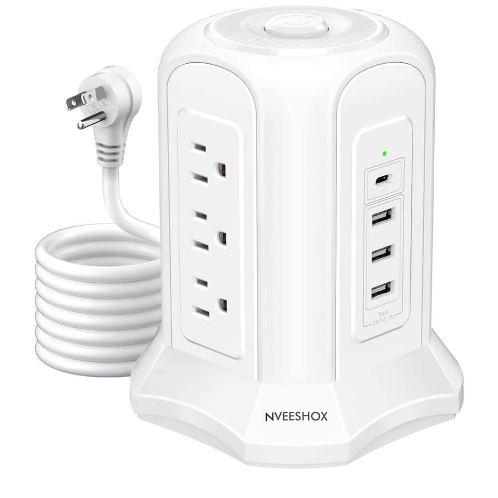9-Outlet Power Strip Tower Surge Protector with USB Ports, 10 ft. Extension Cord, White price history on PriceWatchPro