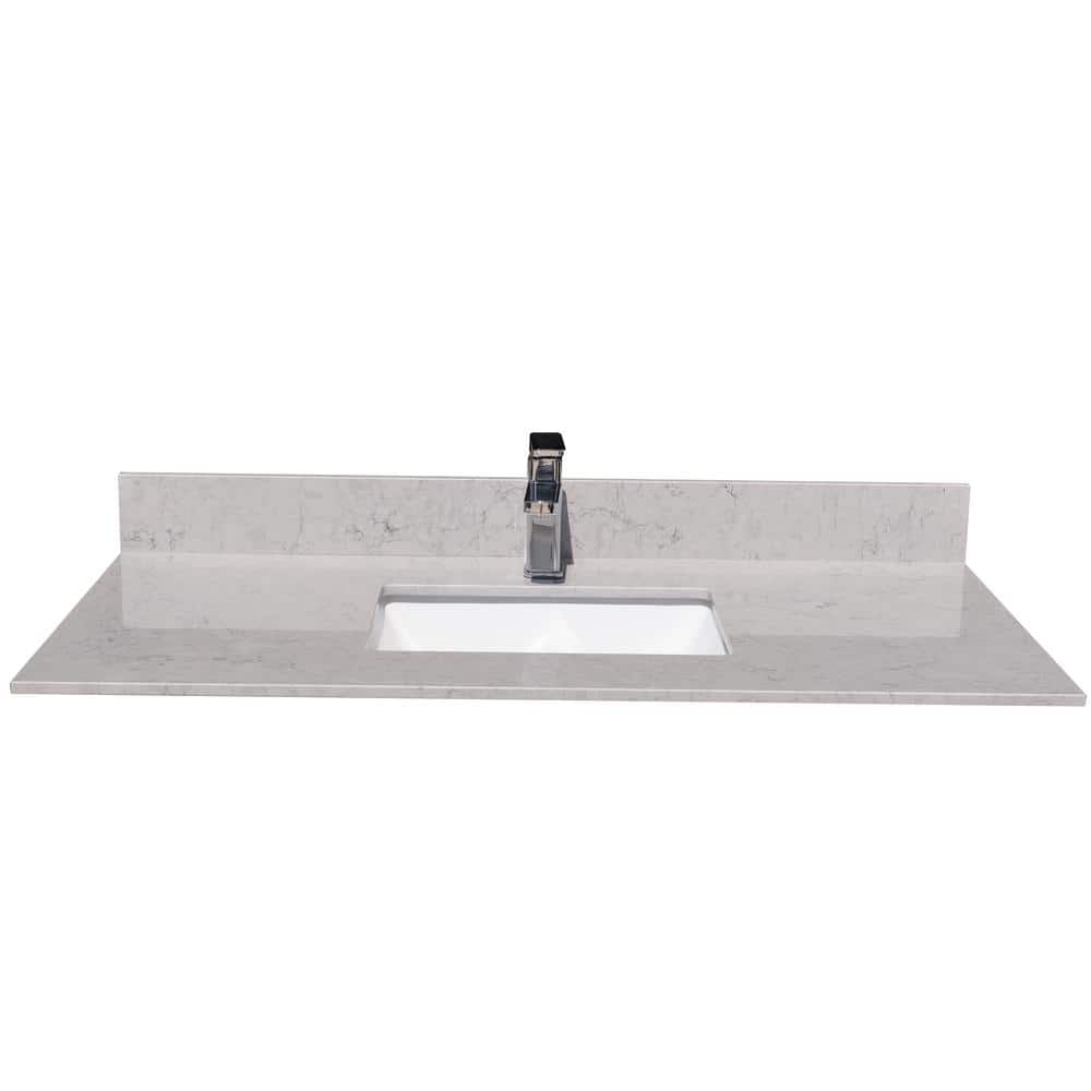 43 in. W x 22 in. D Engineered Stone Composite Vanity Top in Gray with Whit