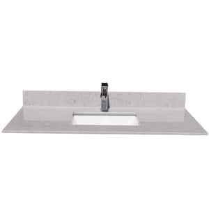 43 in. W x 22 in. D Engineered Stone Composite Vanity Top in Gray with White Rectangular Single Sink - Single Hole